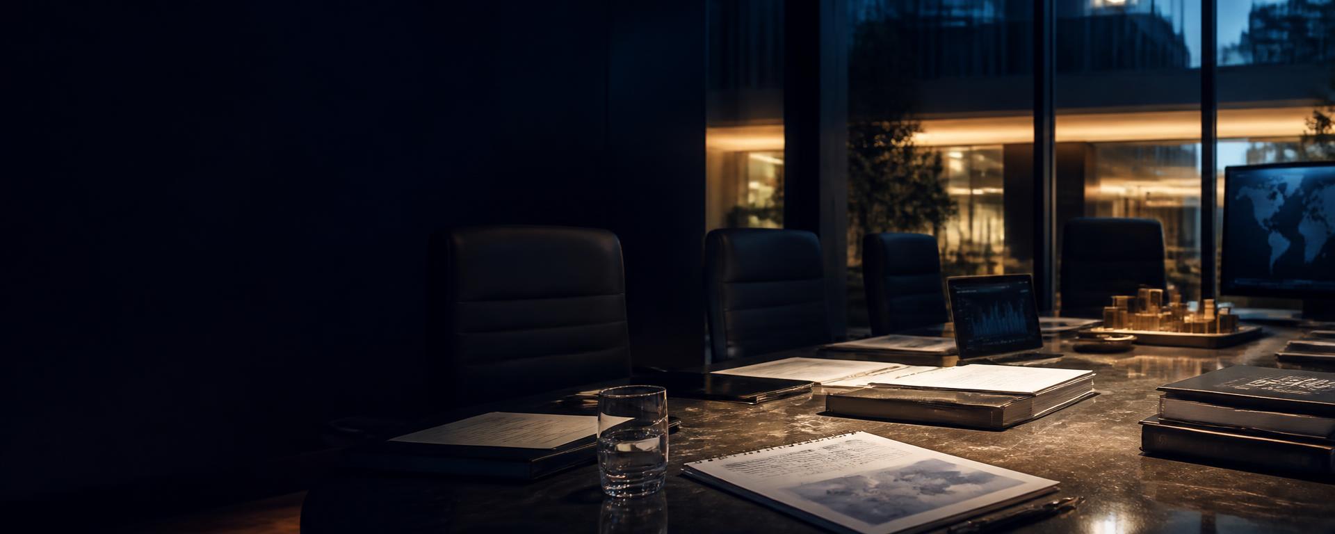 Government market strategy materials prepared in an executive boardroom